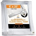 Xpose Safety 6 ft x 20 ft Heavy Duty 20 Mil Tarp, Clear, Vinyl CVT20-620-X